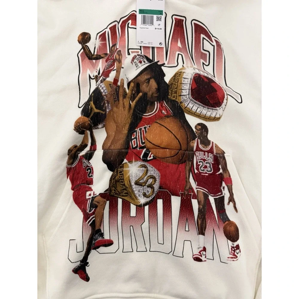 Jordan Flight Fleece Graphic Pullover Hoodie Sail HJ4396-133 Size XL $110 NWT